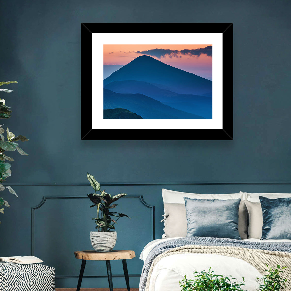 Twilight Mountain Range Wall Art in a room, landscape