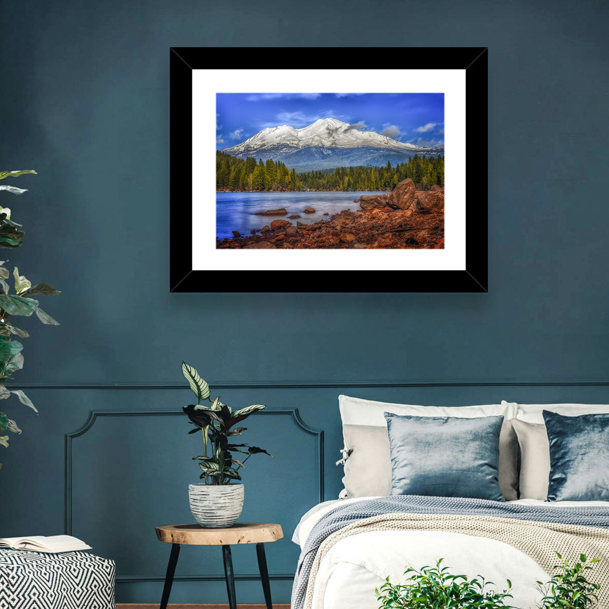 Mount Shasta Over Lake Siskiyou Wall Art in a room, landscape