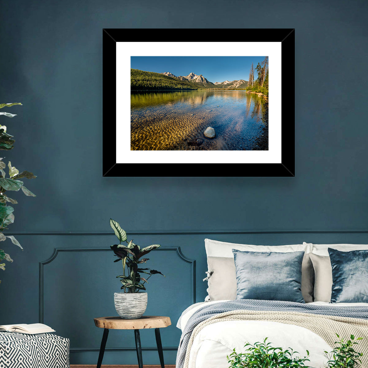 Morning Light at Stanley Lake Wall Art in a room, landscape