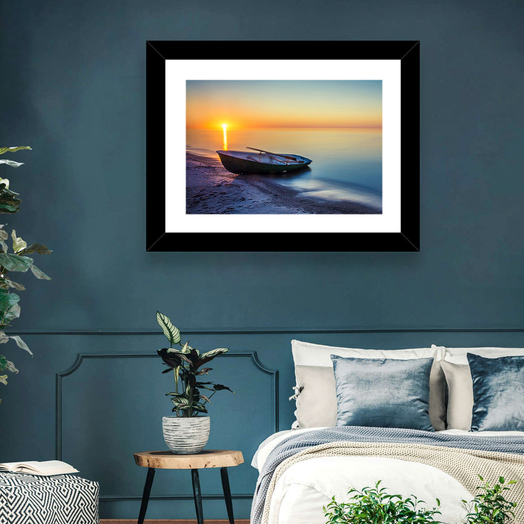 Rowboat Sunrise Seascape Wall Art