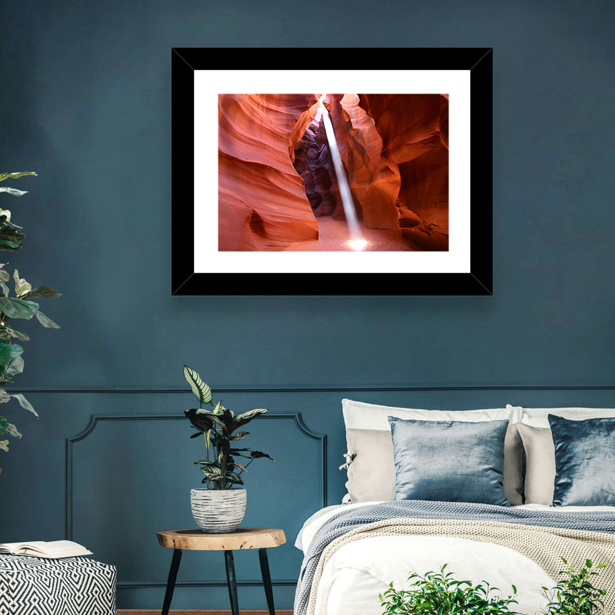 Antelope Canyon Light Beam Wall Art in a room, landscape
