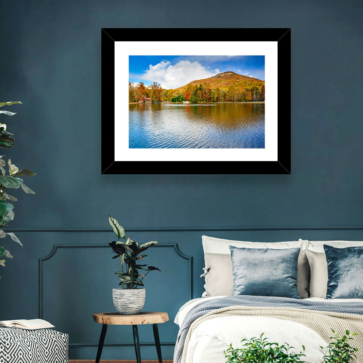 Yonah Mountain Lake View Wall Art in a room, landscape