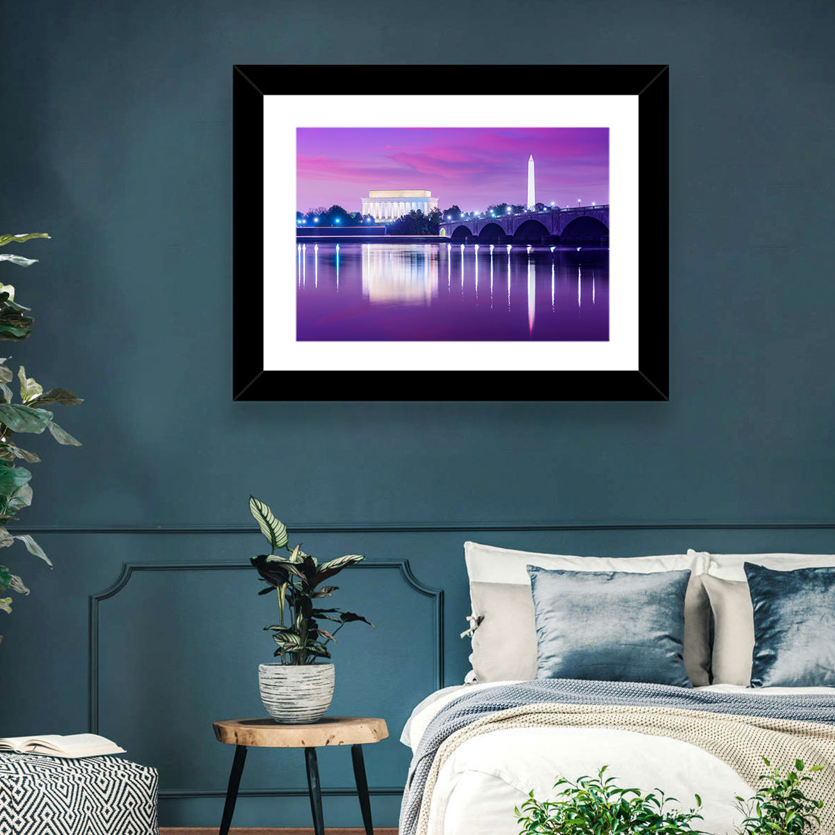 Purple Twilight Washington D.c. Skyline Wall Art in a room, landscape