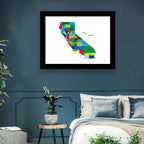 California Map with Colored Counties Wall Art