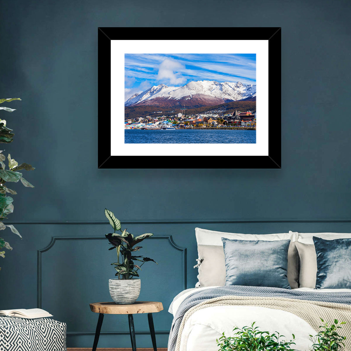 Ushuaia Harbor View Wall Art in a room, landscape