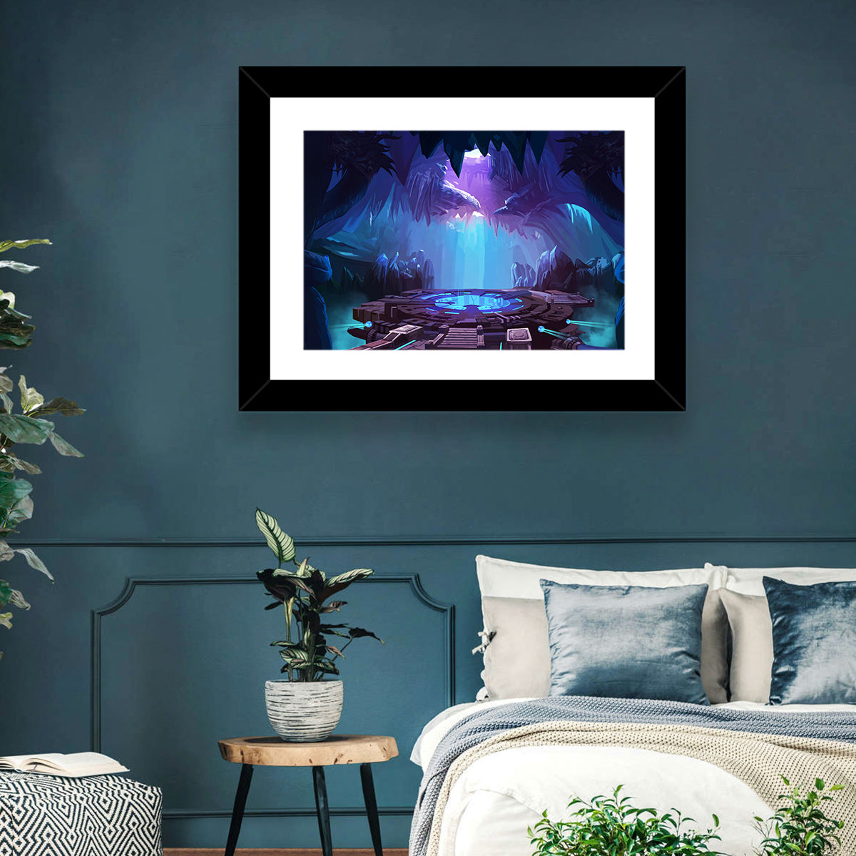 Alien Cave with Glowing Portal Wall Art in a room, landscape