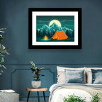 Moonlit Campfire Landscape Wall Art