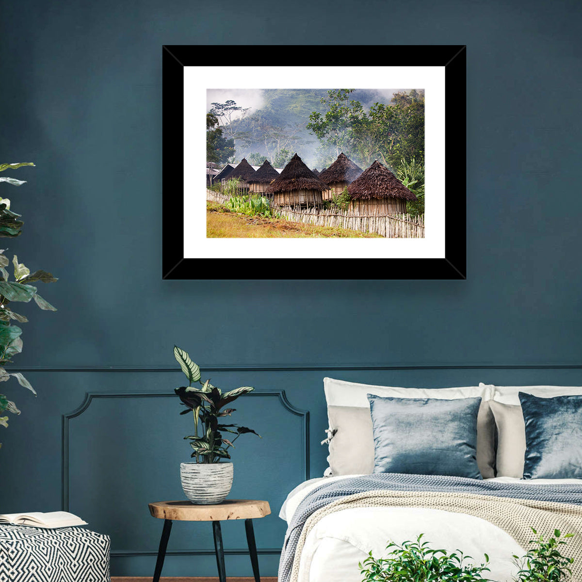 Papua Mountain Village Wall Art in a room, landscape
