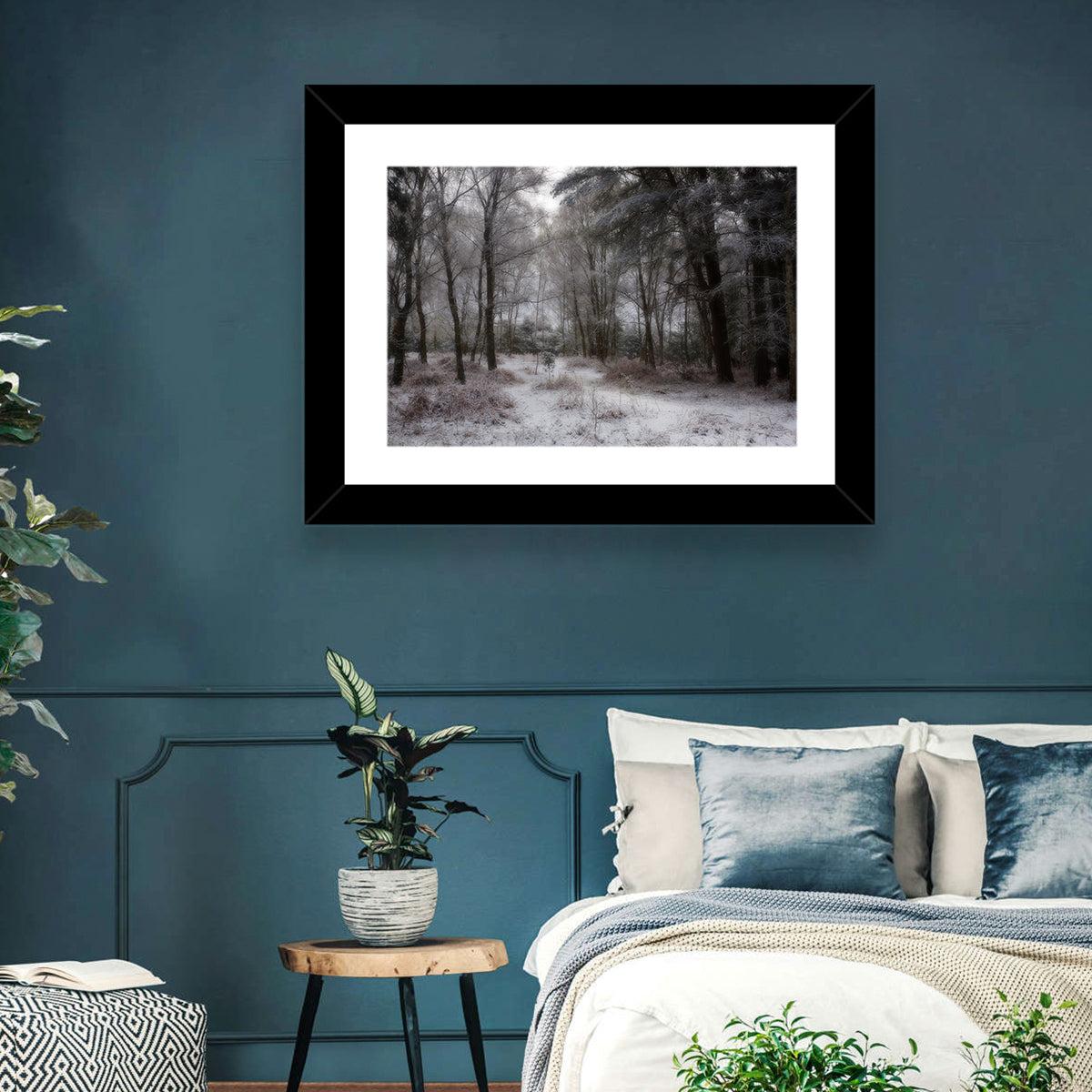 New Forest Winter Path Wall Art in a room, landscape