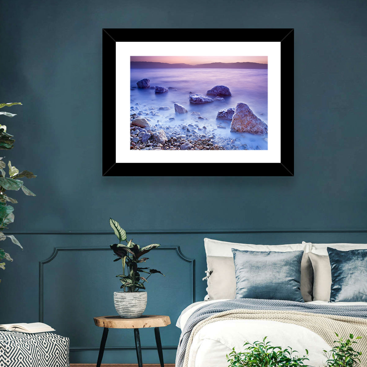 Dead Sea Salt Rocks at Dawn Wall Art in a room, landscape