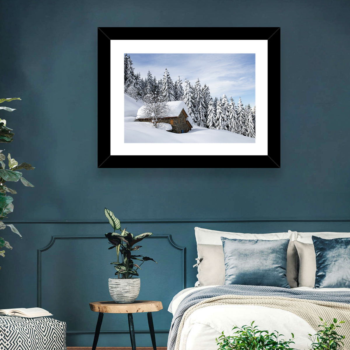 Snowy Alpine Hut Wall Art