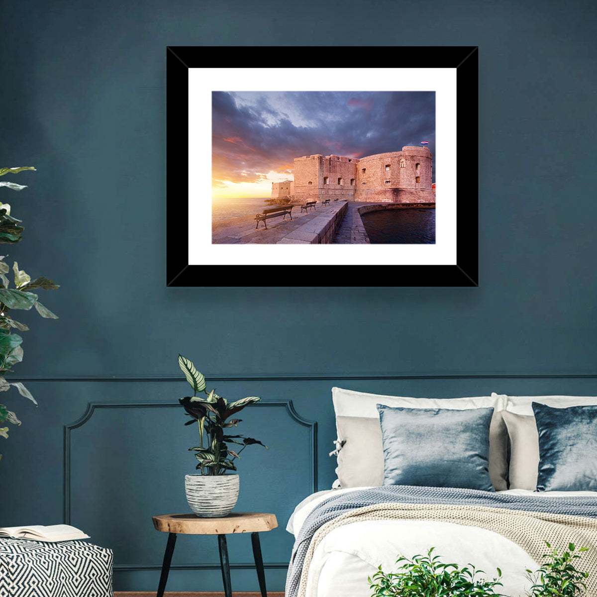 Fort Bokar at Sunset, Dubrovnik Wall Art in a room, landscape