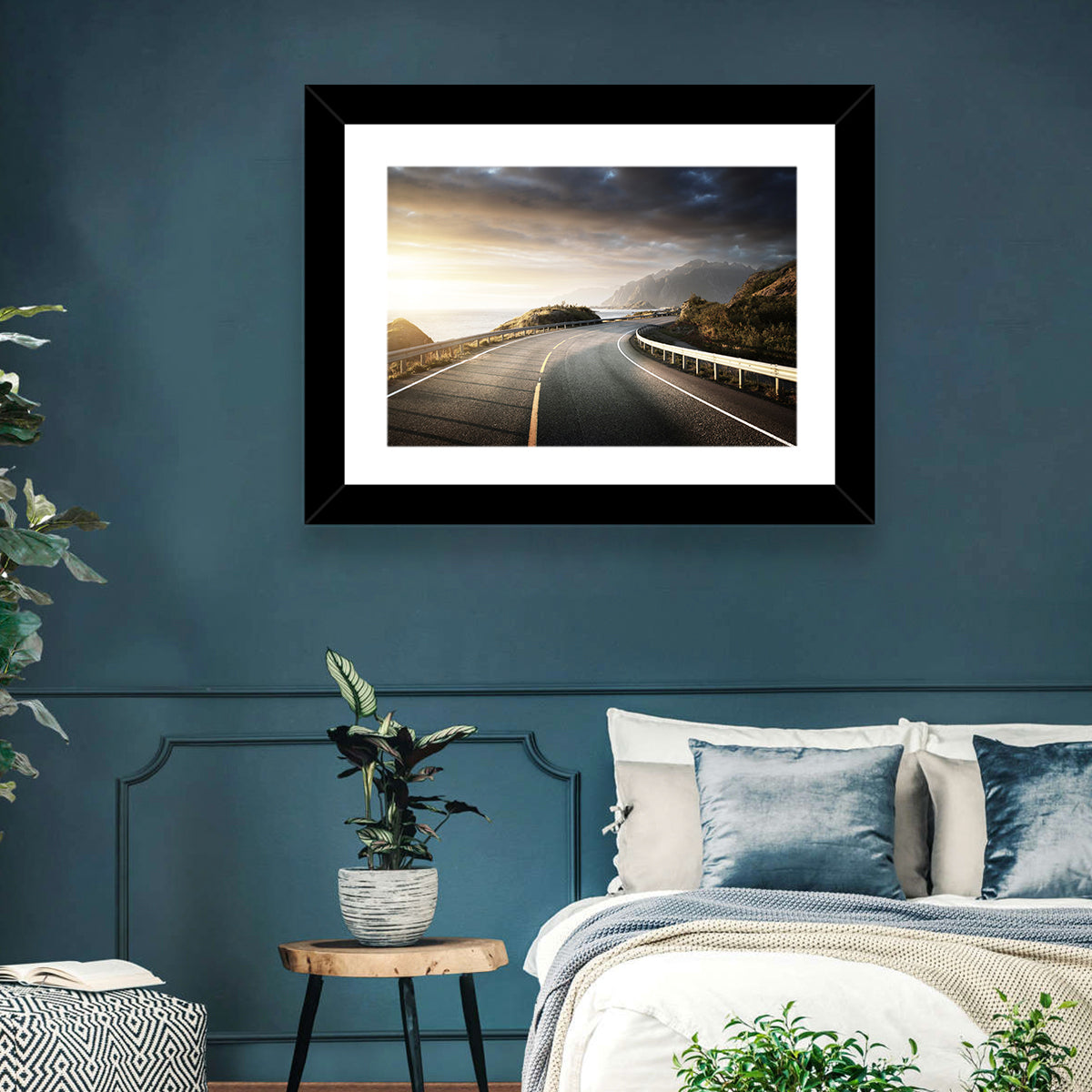 Golden Sunrise Coastal Road Wall Art