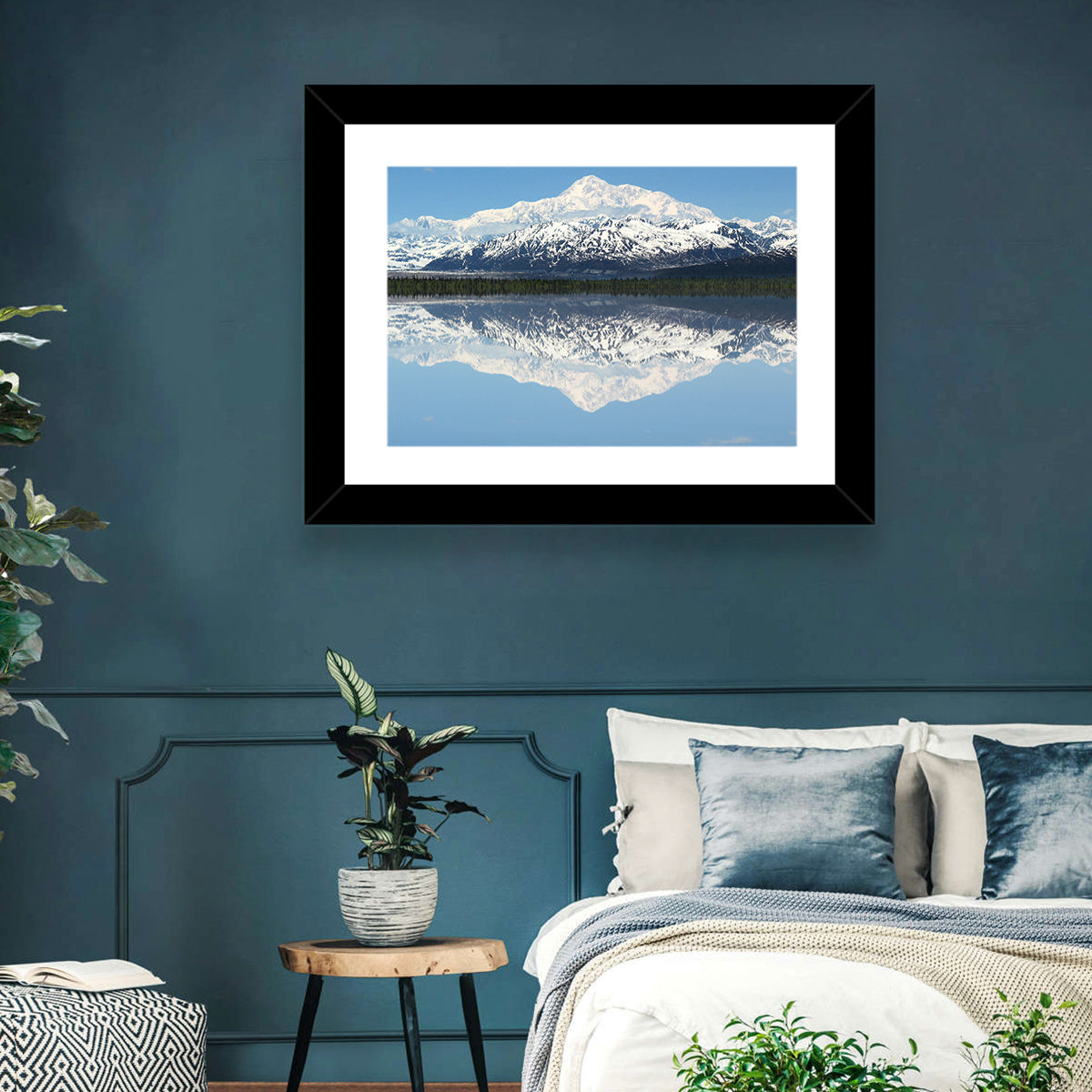 Denali Peak Reflection Wall Art in a room, landscape