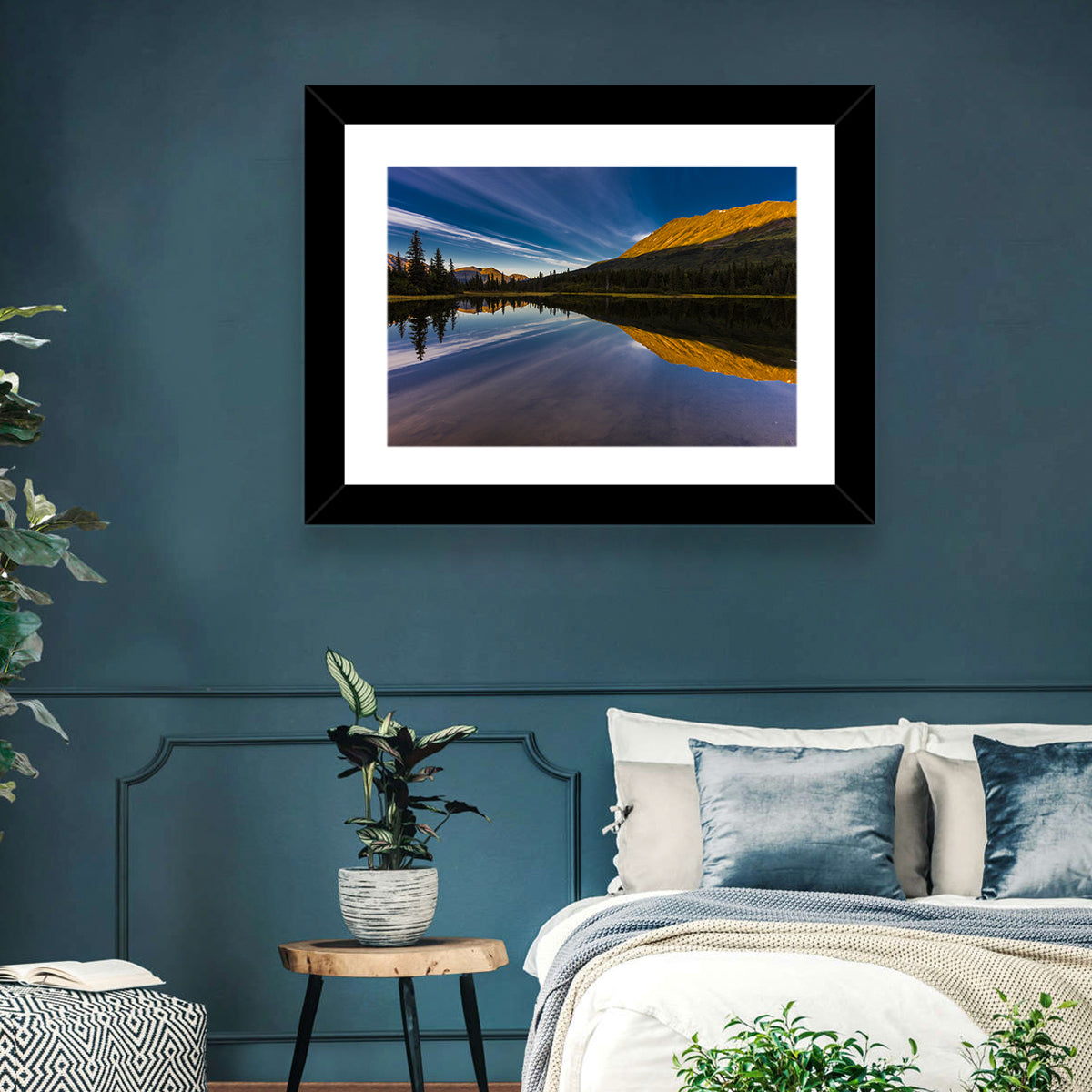 Rainbow Lake at Golden Hour Wall Art in a room, landscape