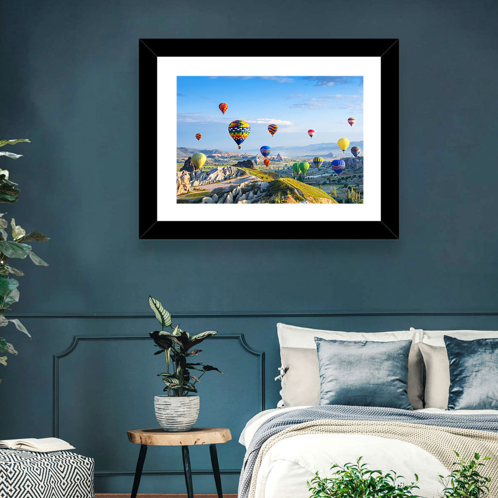 Cappadocia Hot Air Balloons Over Rock Valleys Wall Art