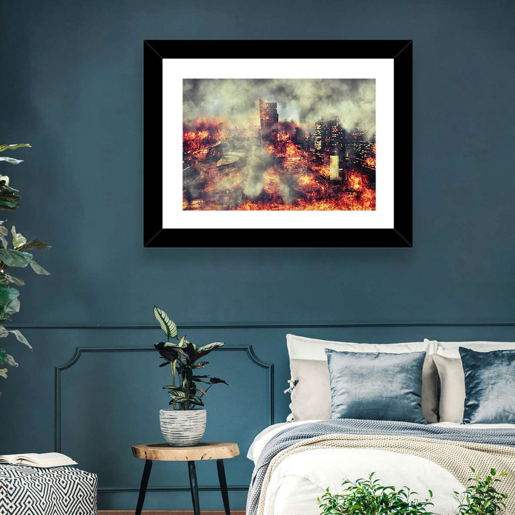 Warsaw Spire Burning City Abstract Wall Art
