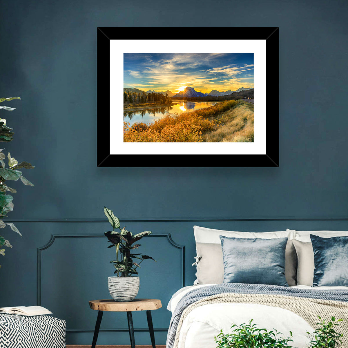 Oxbow Bend Sunrise Wall Art in a room, landscape