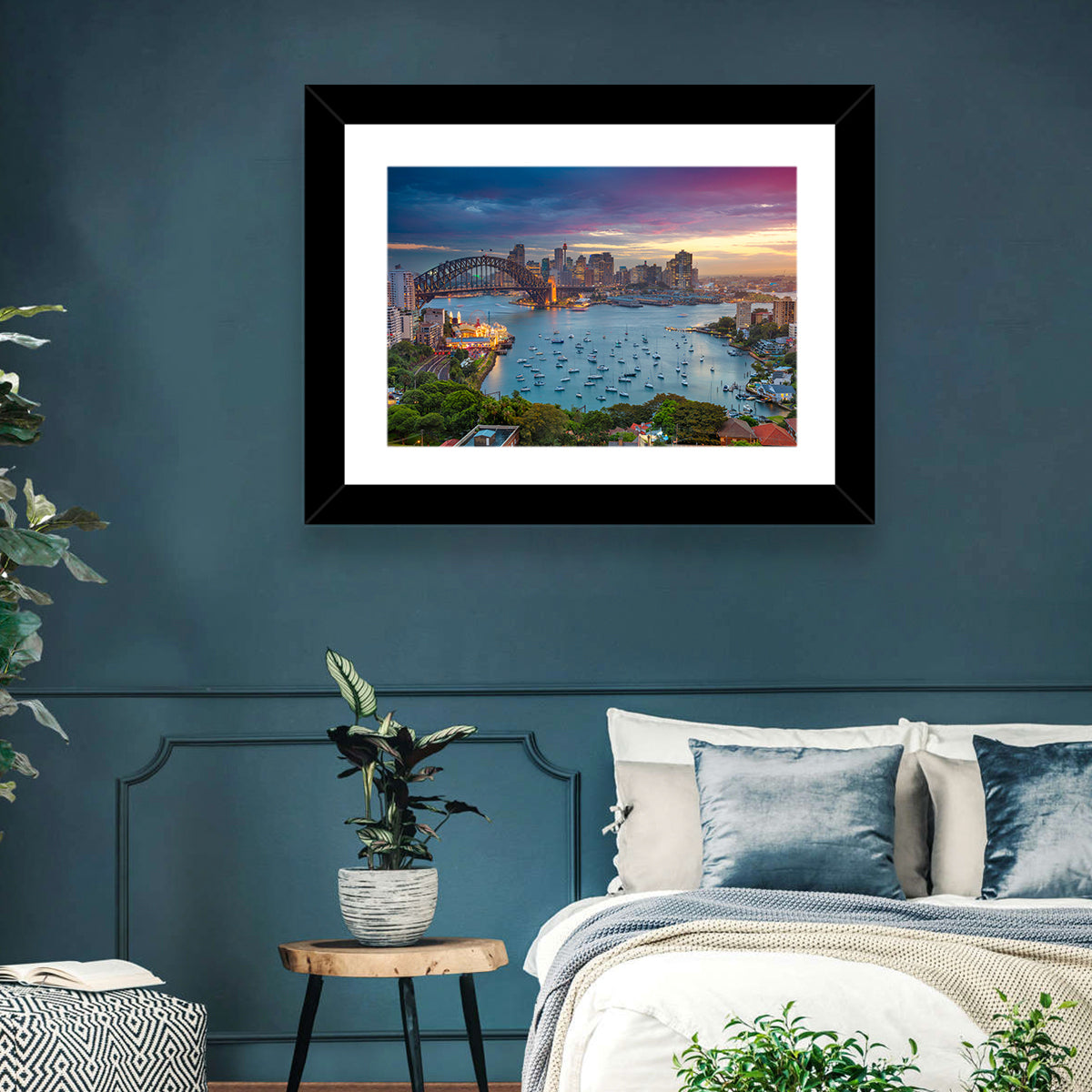 Sydney Harbour Sunset Wall Art in a room, landscape