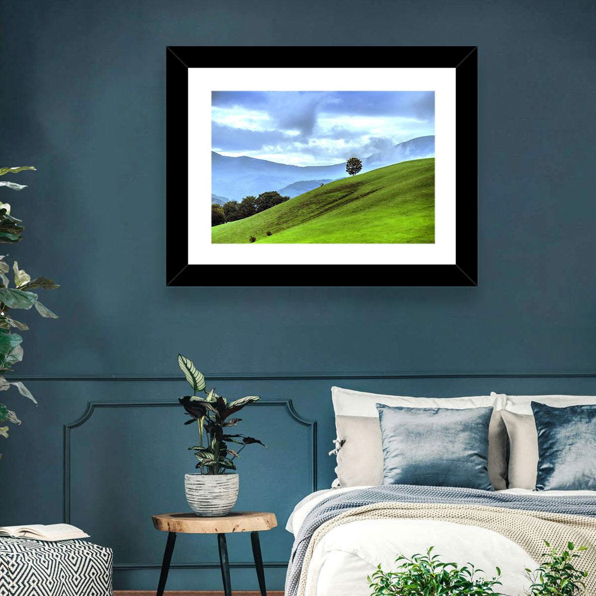 Talish Hillside with Lone Tree Wall Art in a room, landscape