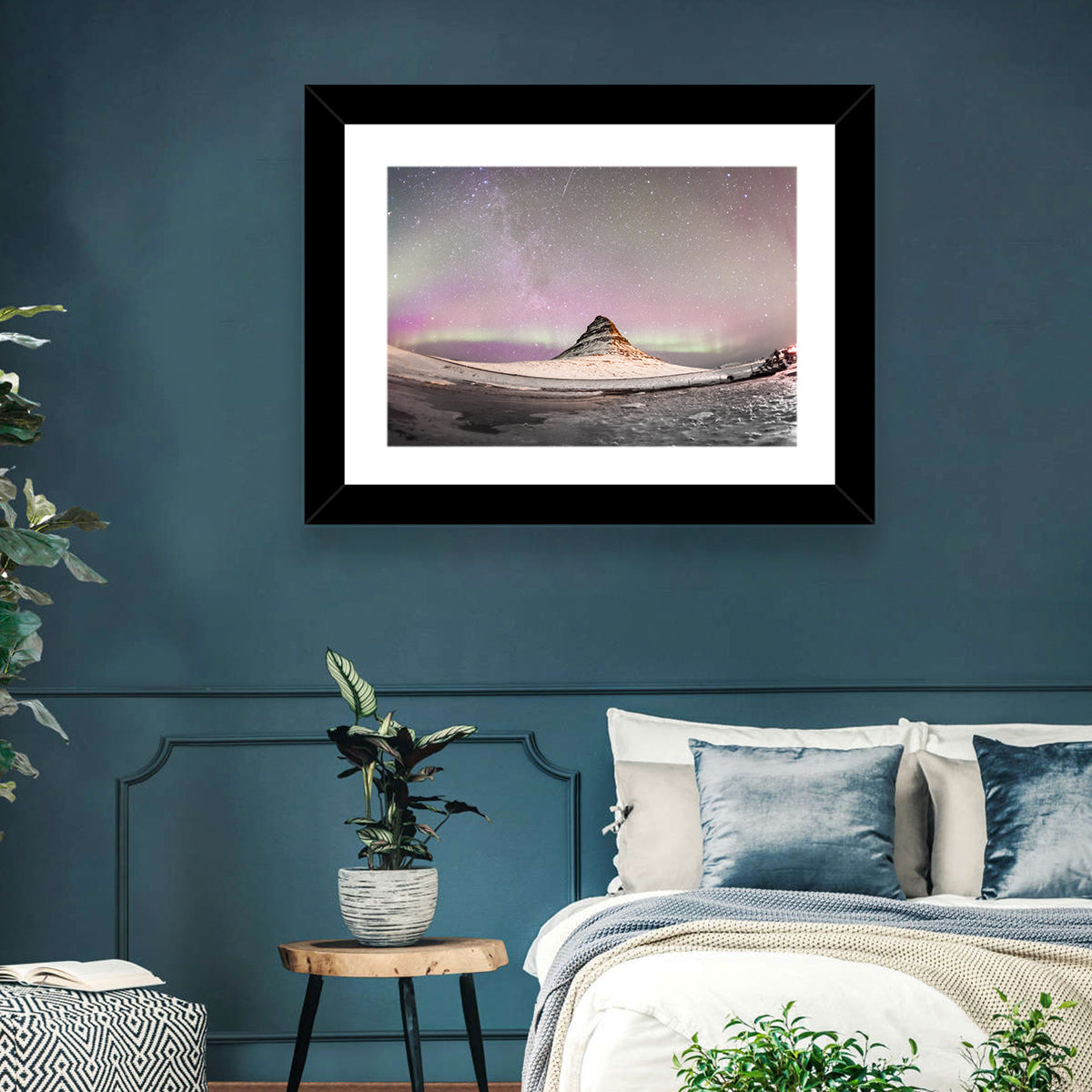 Aurora Over Kirkjufell Wall Art in a room, landscape