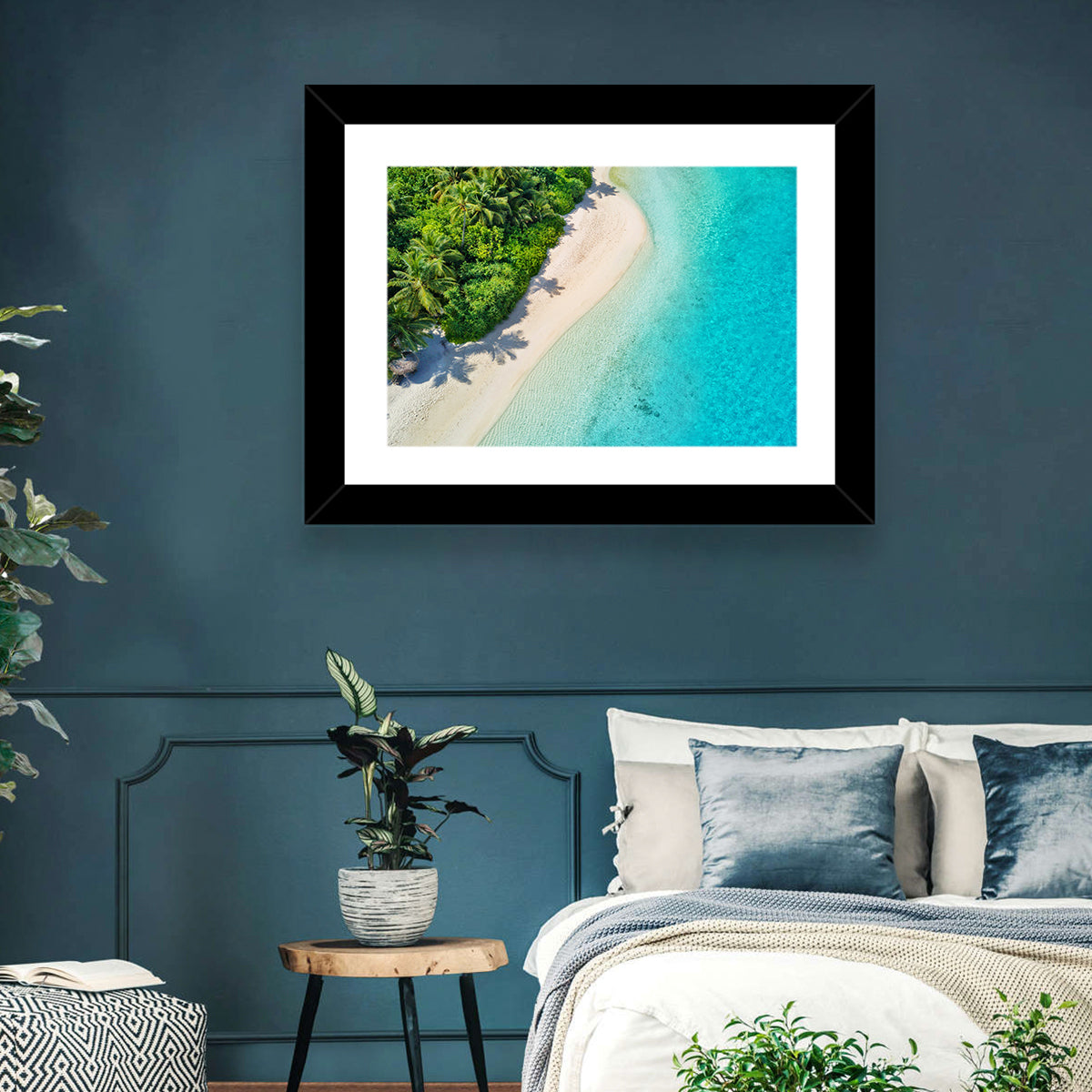 Secluded Tropical Beach Wall Art in a room, landscape