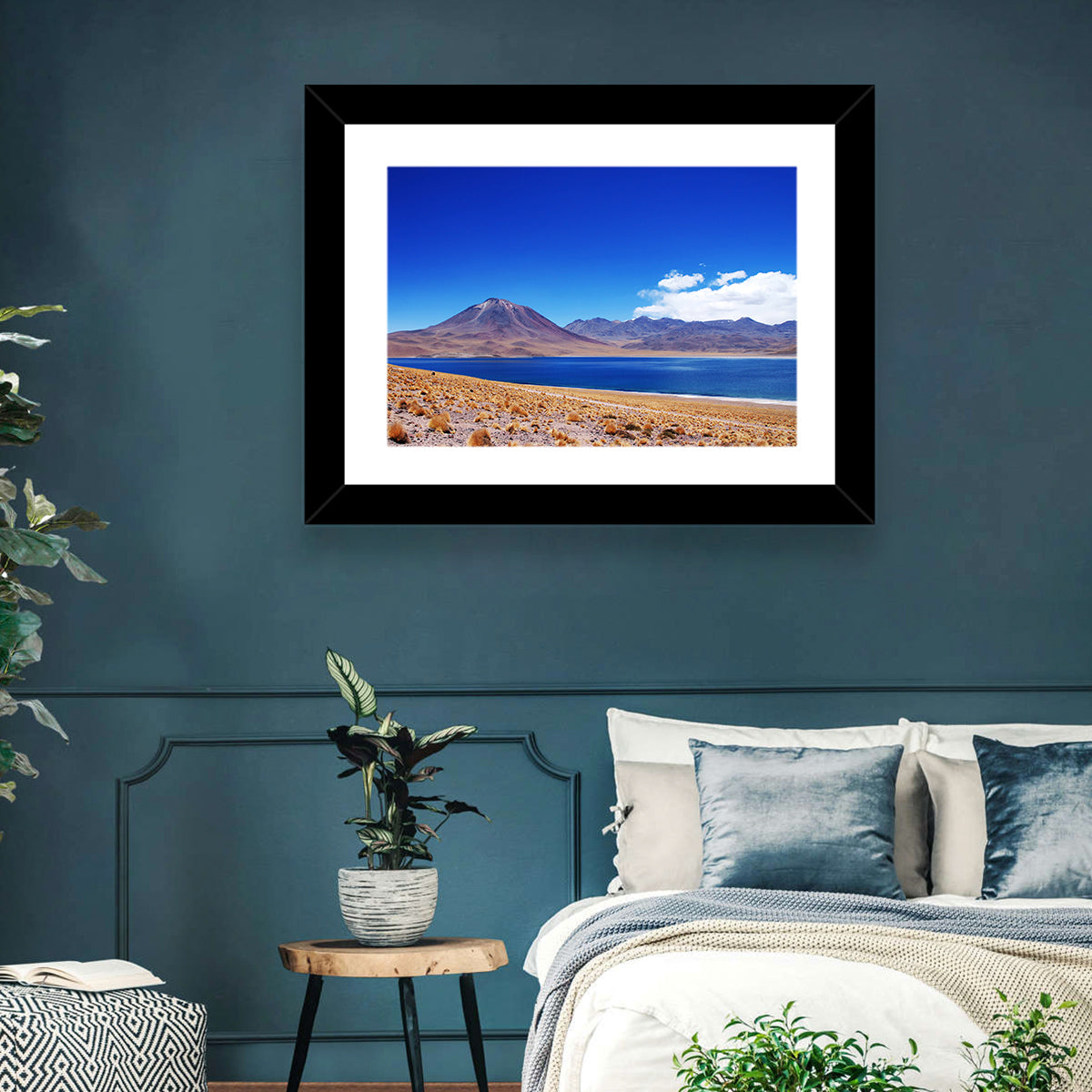 Miscanti Lagoon and Miñiques Volcano Wall Art in a room, landscape