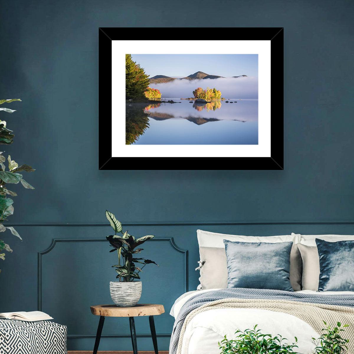 Autumn Morning at Chittenden Lake, Vermont Wall Art in a room, landscape