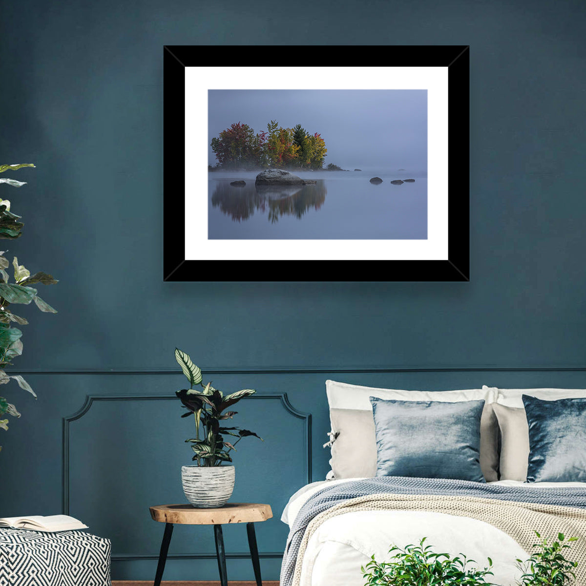 Morning Mist Over Chittenden Lake Wall Art in a room, landscape