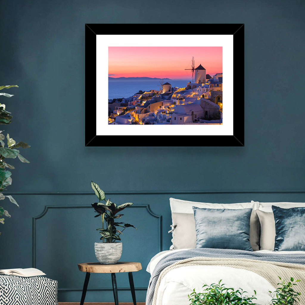 Oia Windmills at Dusk Wall Art