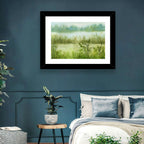 Misty River Meadow Watercolor Wall Art