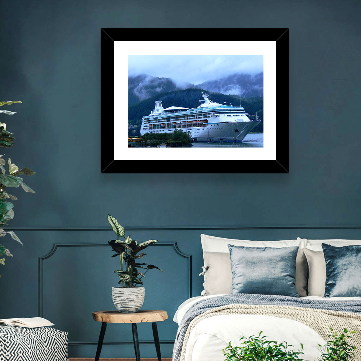 Misty Docked Cruise Ship Wall Art