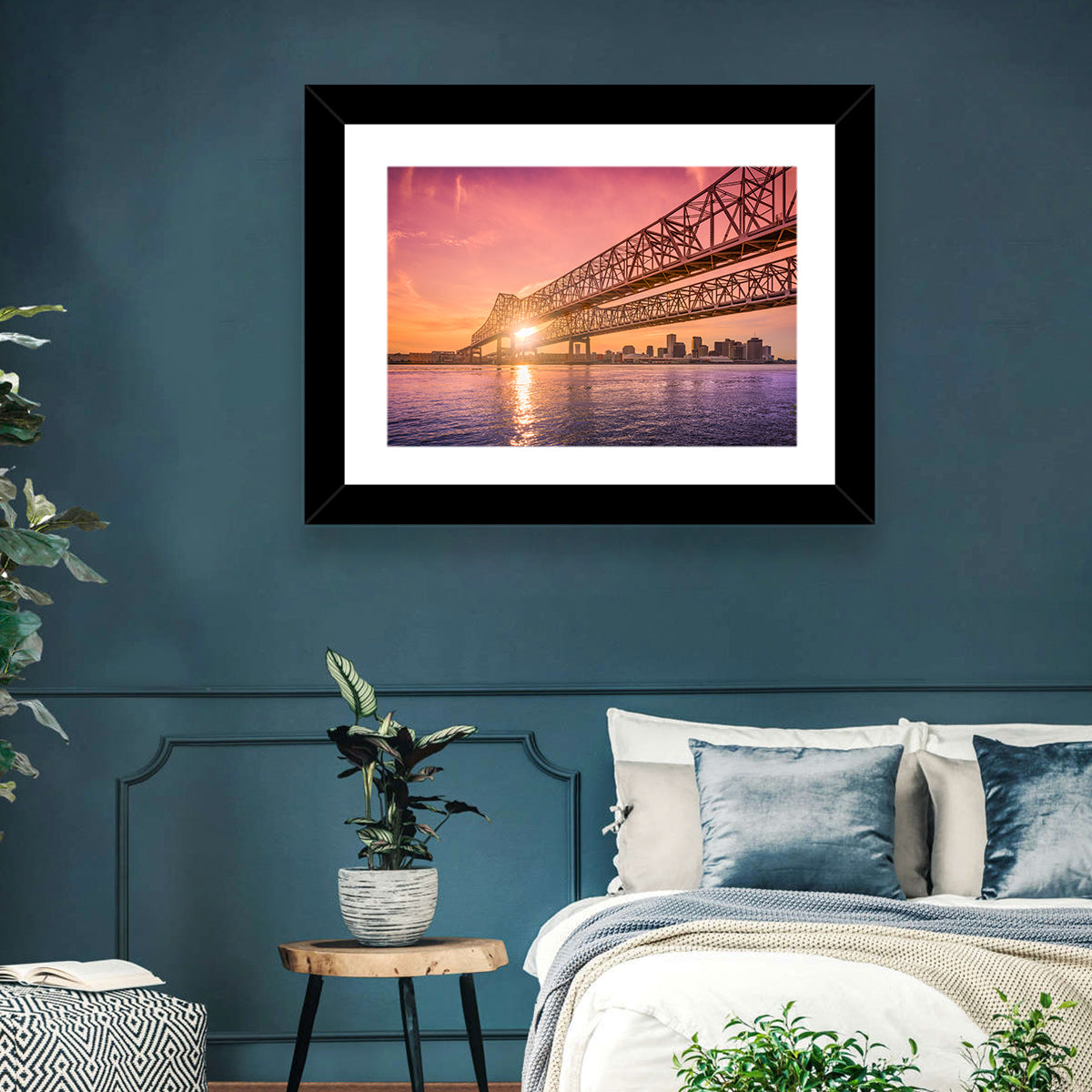 Crescent City Connection at Sunset Wall Art