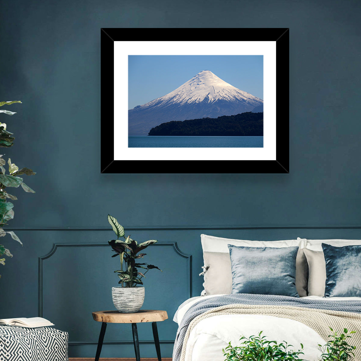 Snow-capped Osorno Volcano Over Lake Wall Art in a room, landscape