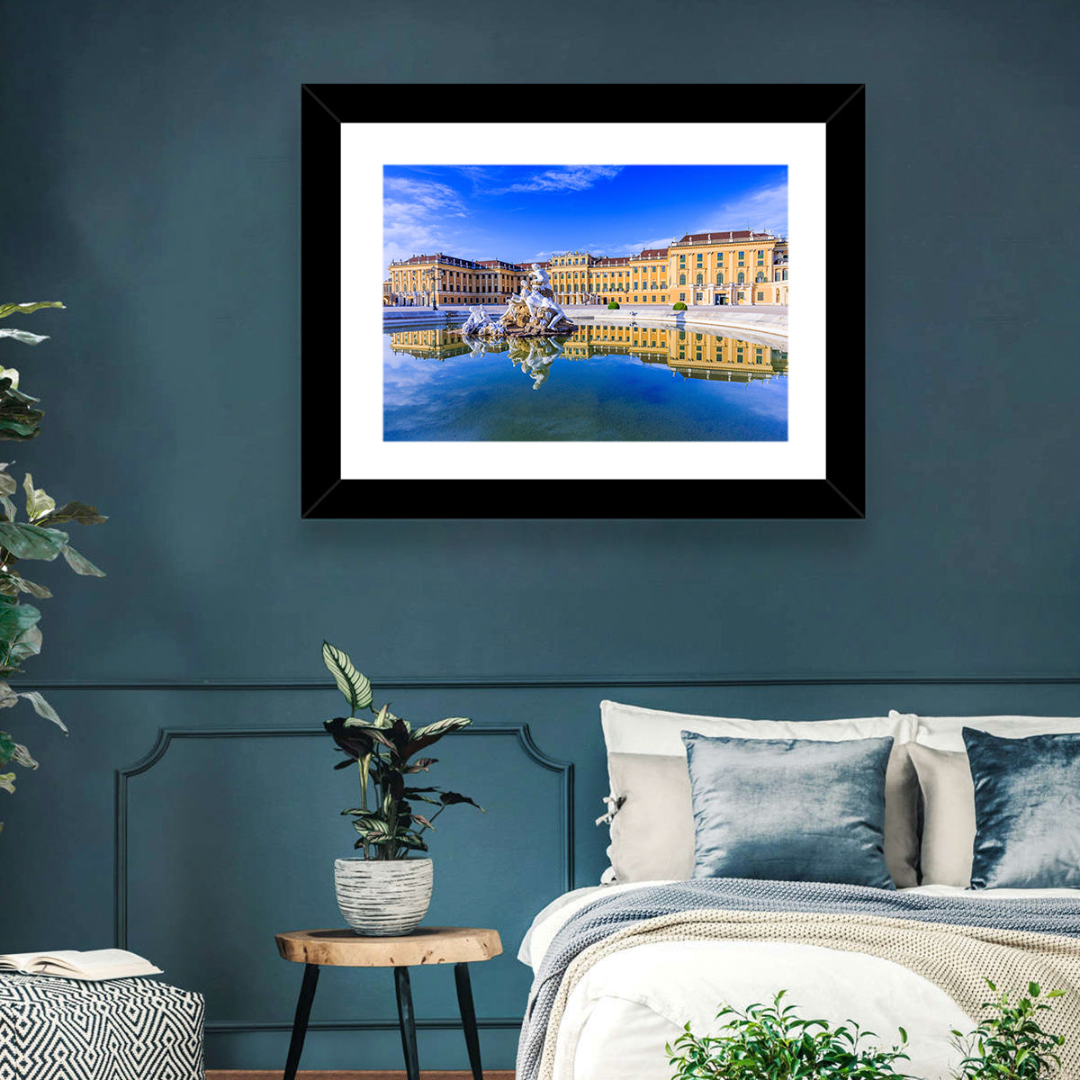 Schönbrunn Palace Fountain View Wall Art in a room, landscape