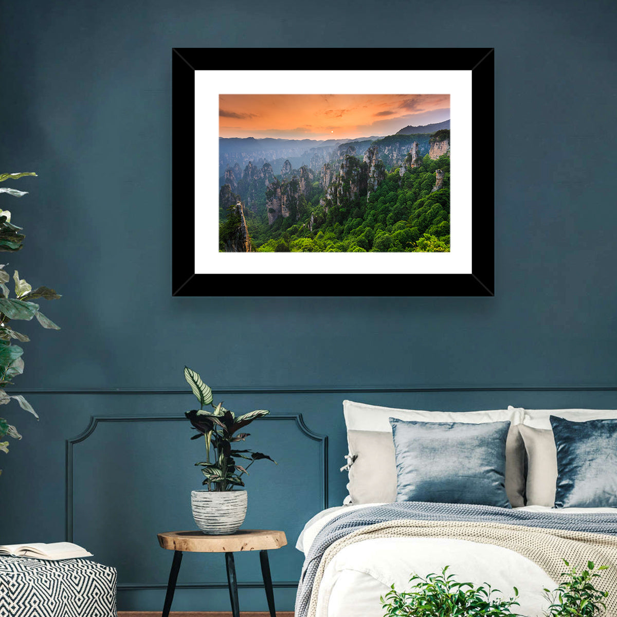 Zhangjiajie Forest at Sunset Wall Art in a room, landscape