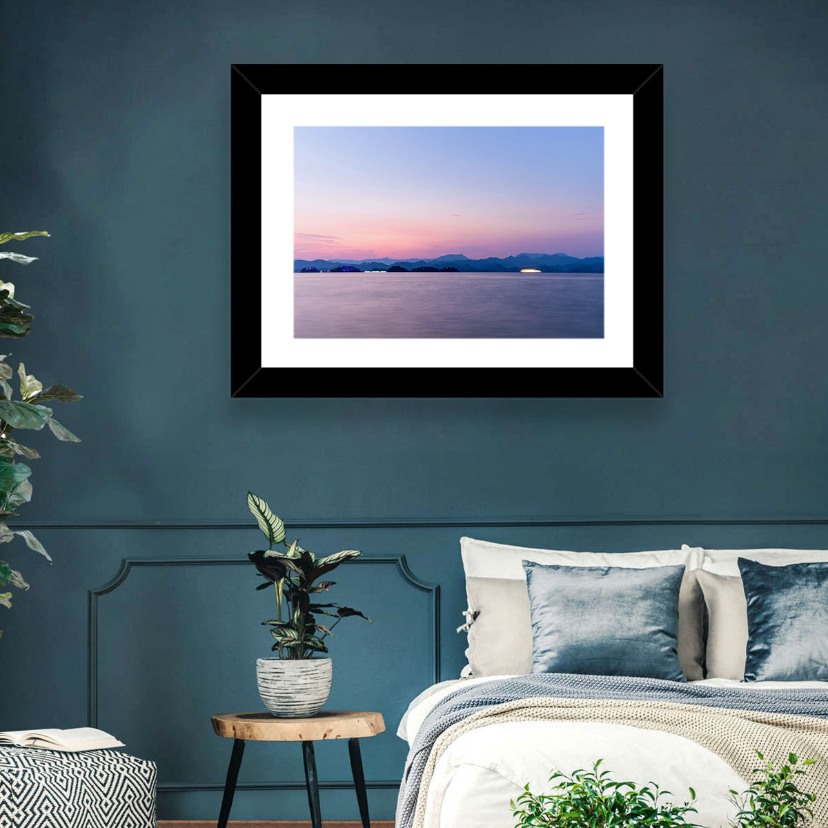 Hangzhou Thousand Island Lake at Dusk Wall Art in a room, landscape