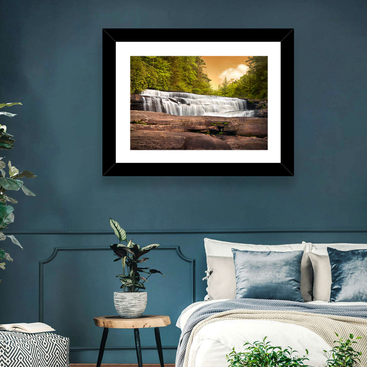 Blue Ridge Waterfall at Golden Hour Wall Art
