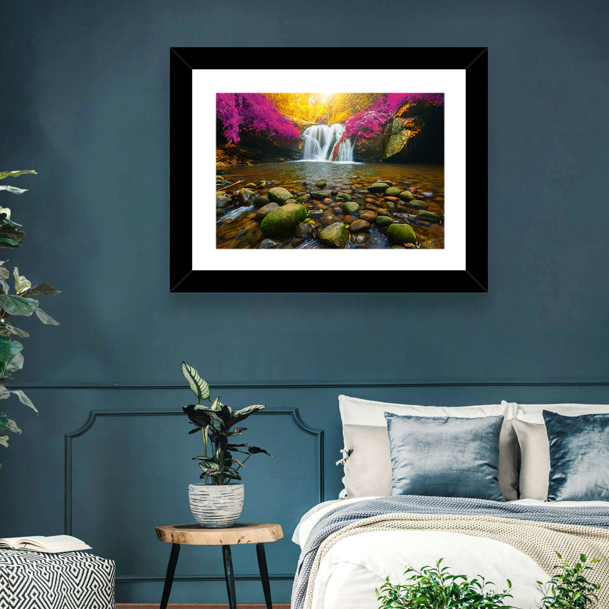 Phu Soi Dao Waterfall at Dusk Wall Art in a room, landscape