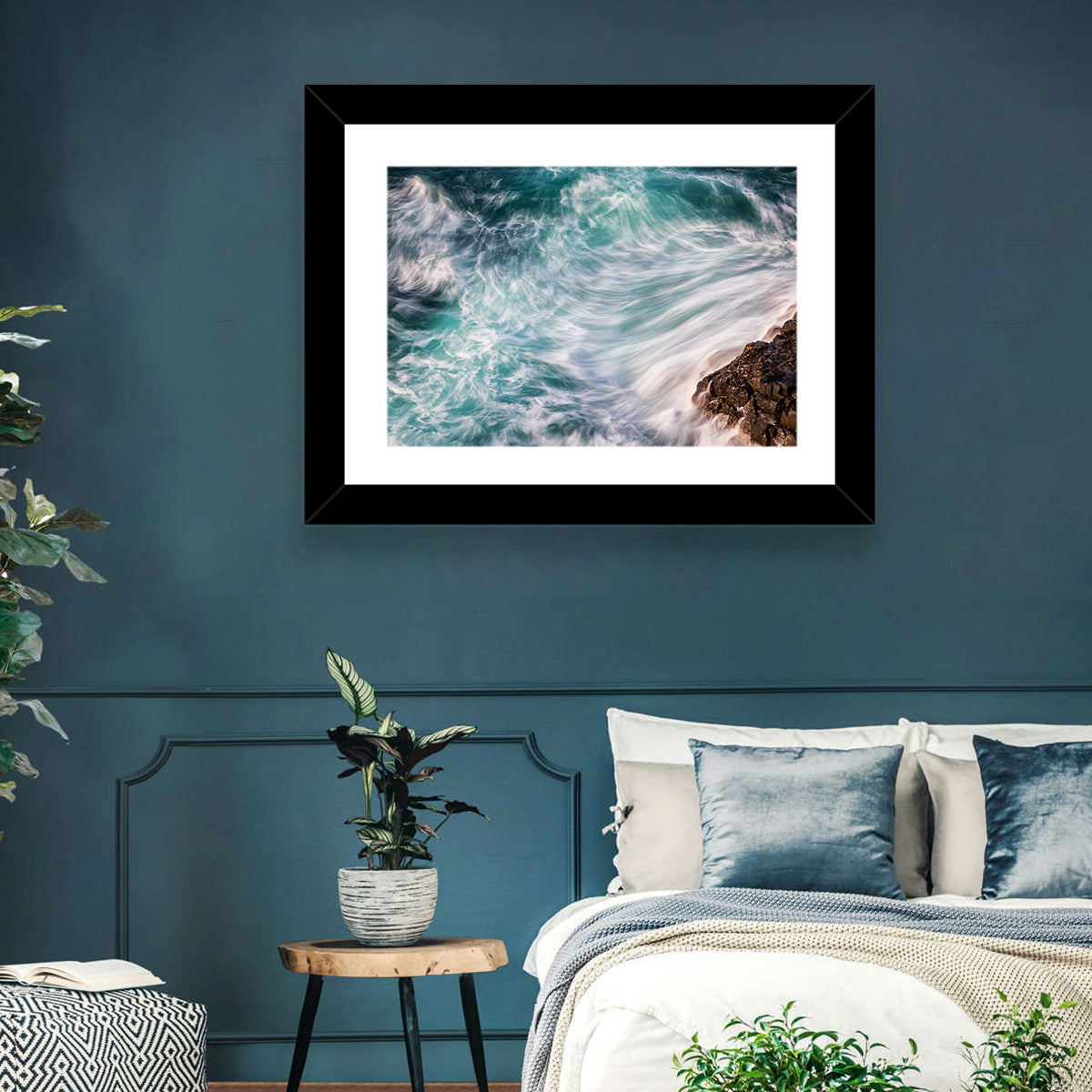 Silky Teal Ocean Waves Wall Art