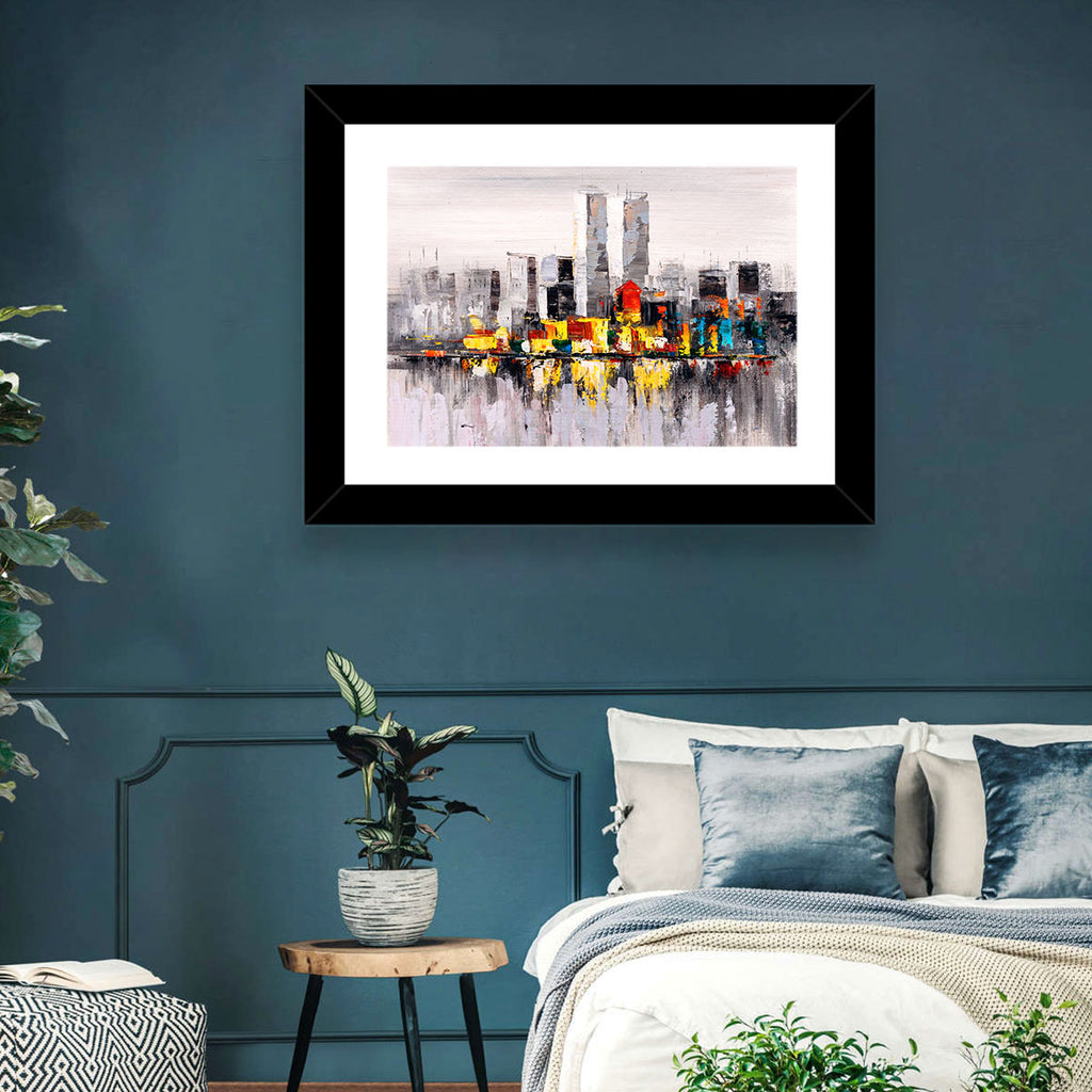 Abstract Skyline with Water Reflection Wall Art