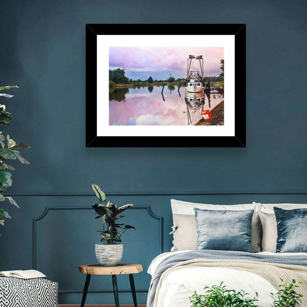 White Shrimp Boat on Louisiana Bayou Wall Art