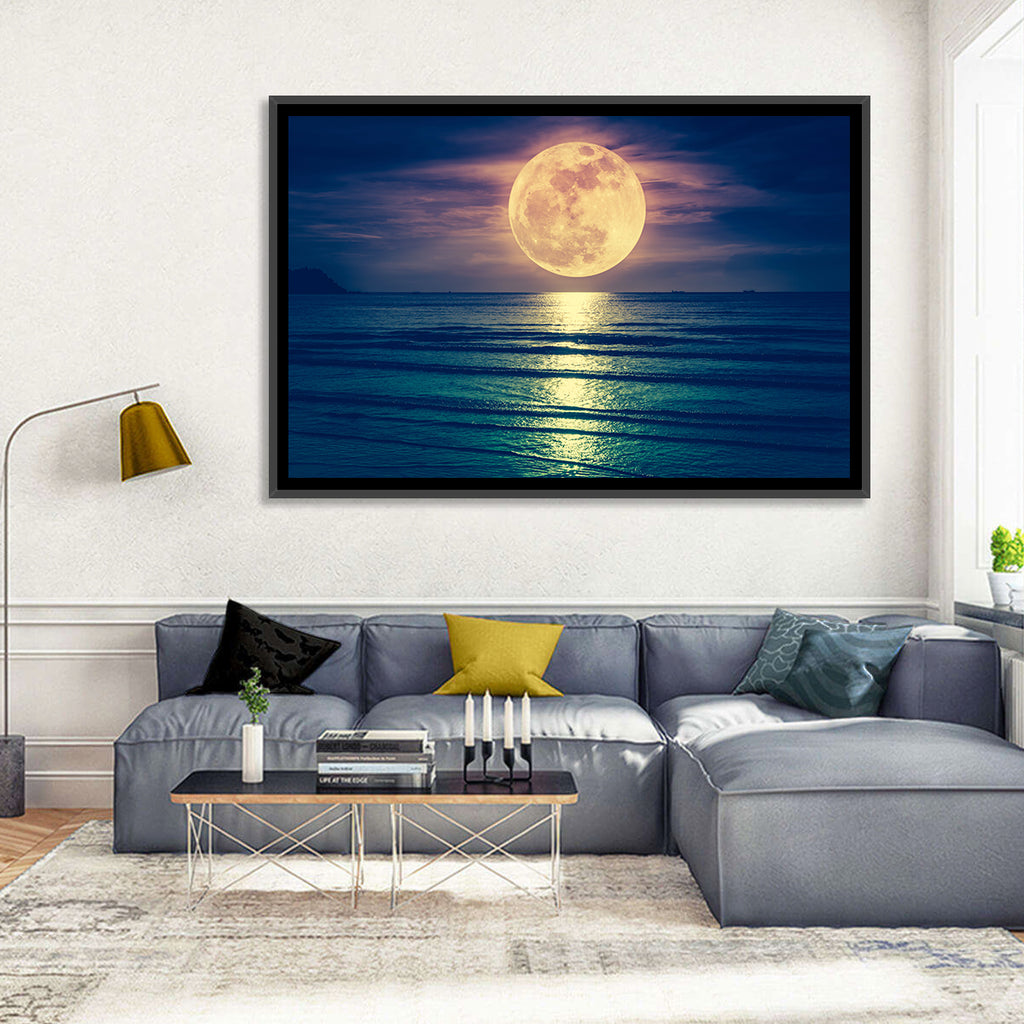 Supermoon Over Calm Sea Wall Art