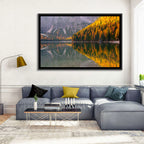 Braies Lake Golden Reflection Wall Art