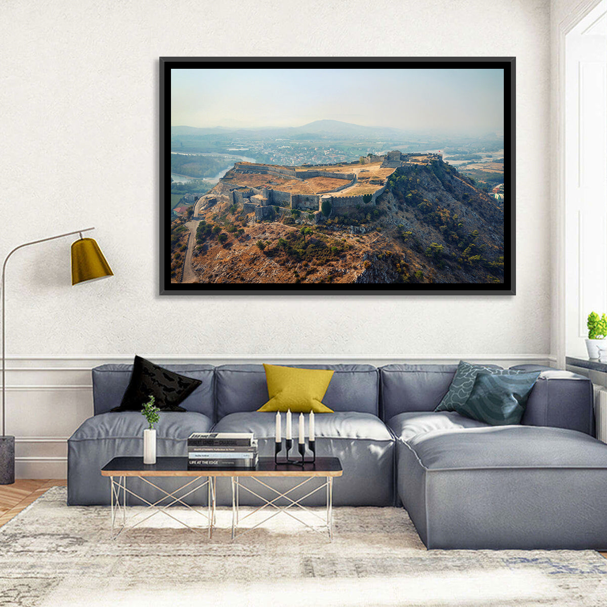 Rozafa Castle Aerial View Wall Art in a room, landscape