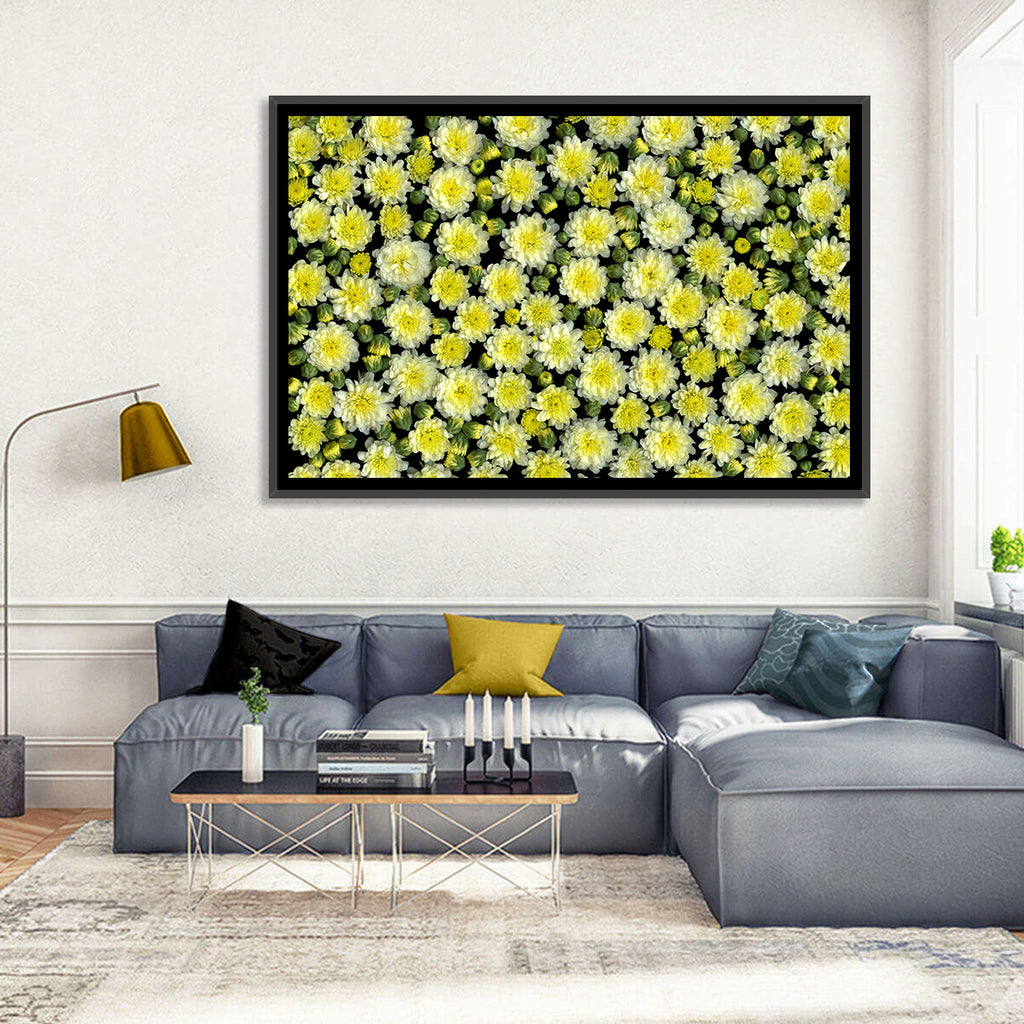 Yellow Chrysanthemum Bloom Pattern Wall Art