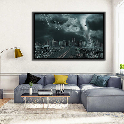 Tornado in Destroyed City Wall Art