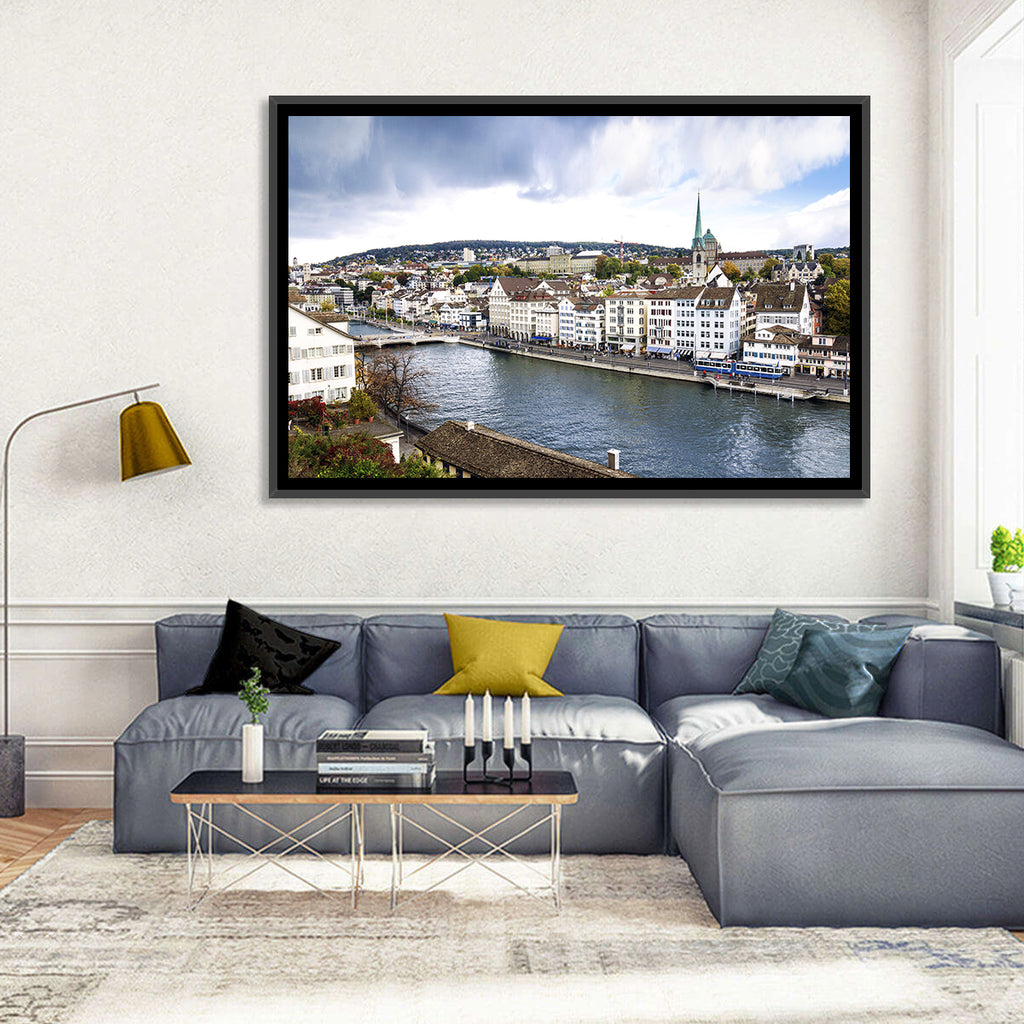 Limmat River at Fraumünster, Zurich Wall Art