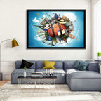 Suitcase and World Landmarks Montage Wall Art