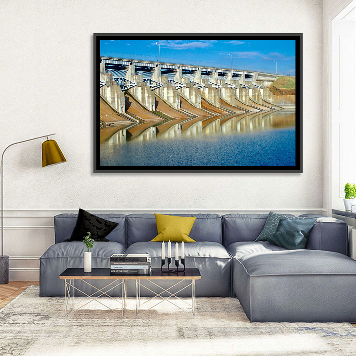 Lavon Dam Spillways Wall Art in a room, landscape
